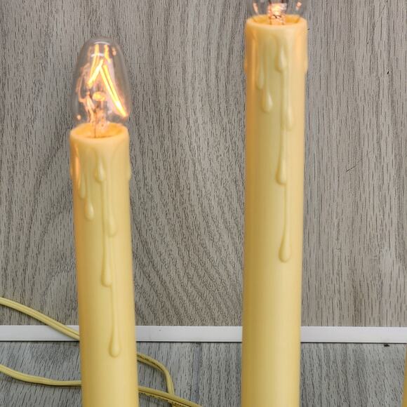 Vintage Christmas Window Candles 5 Light 10" Candolier Electric Drip Wax TESTED - Picture 7 of 12